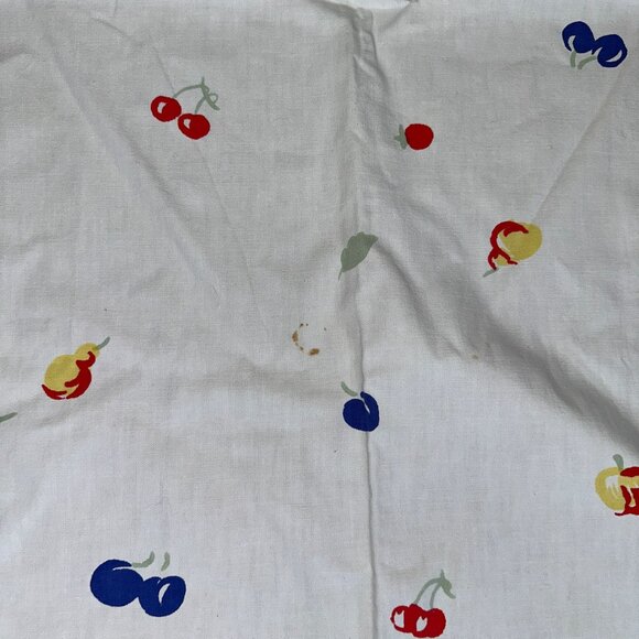 Vtg 40s 50s Wilendur Tablecloth Red Blue Fruit Pineapple Watermelon Cherries - Picture 5 of 9
